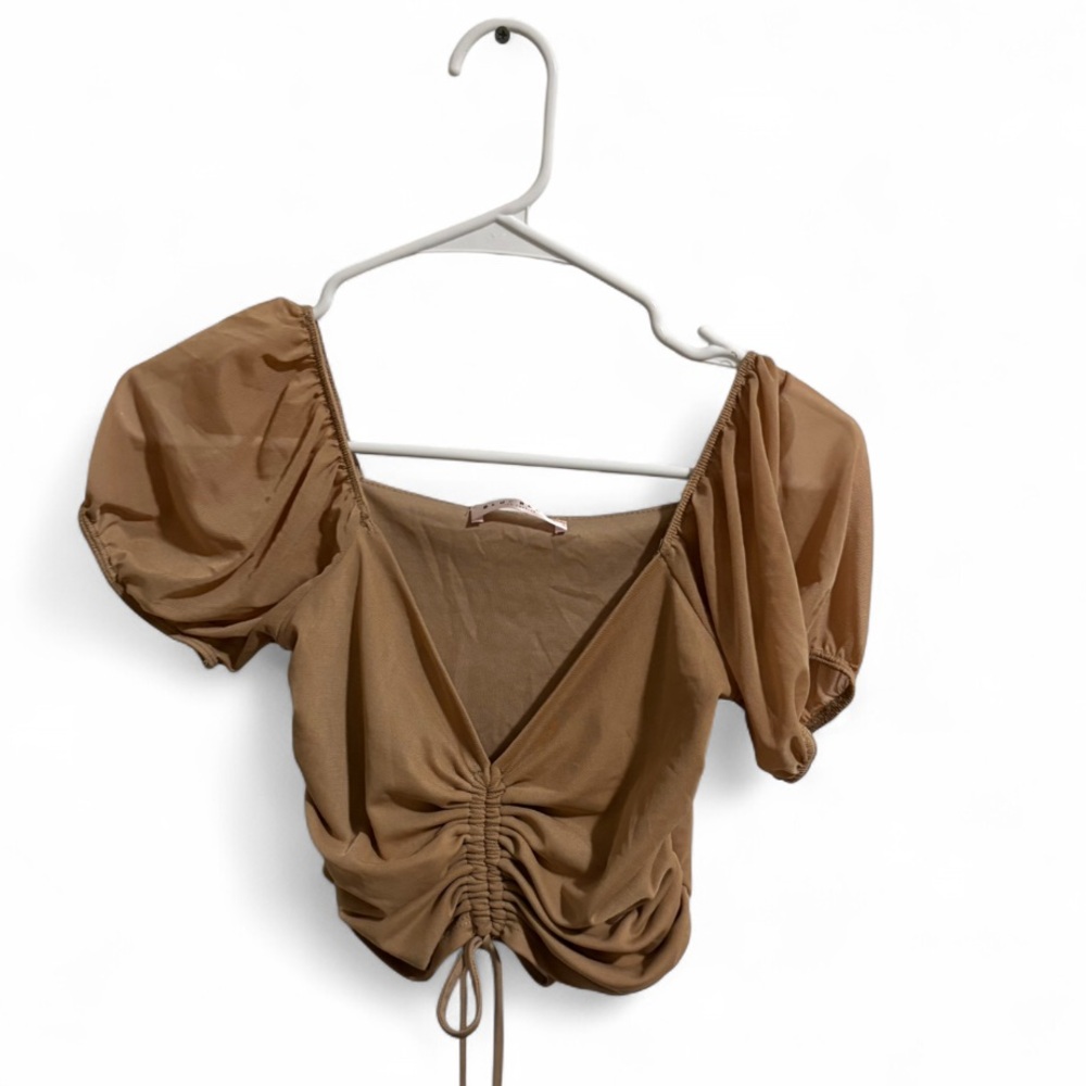 Tan Mesh Top